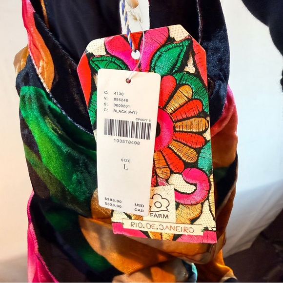 FARM RIO ANTHROPOLOGIE Women’s Size L Dress Maxi Velvet Velour Floral NWT - Picture 16 of 16